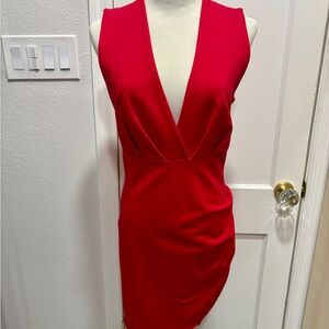 Lulus Red Sleeveless V-Neck Dress